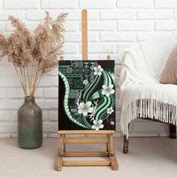 Samoa Siapo Tribal Pattern Canvas Wall Art Forest Green Polynesian Plumeria Tapa Motif