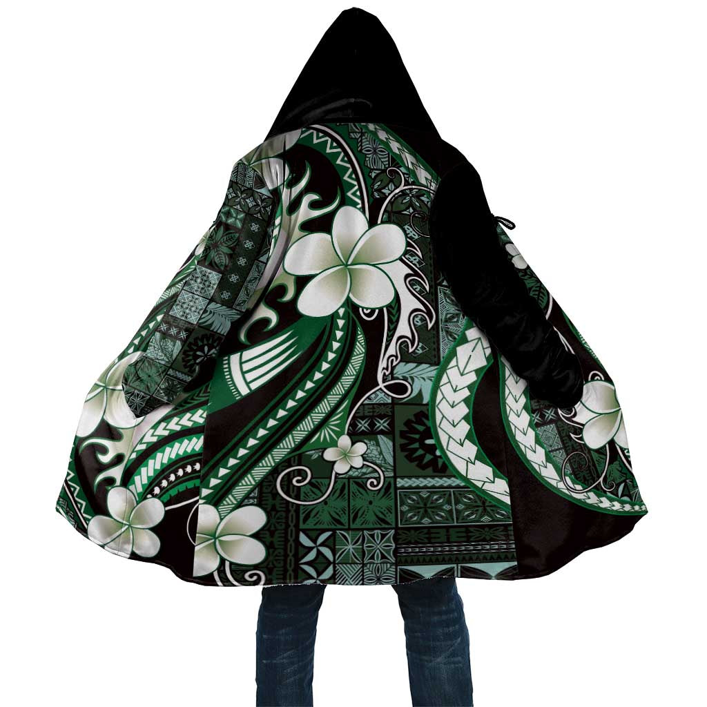 Samoa Siapo Tribal Pattern Cloak Forest Green Polynesian Plumeria Tapa Motif