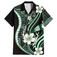 Samoa Siapo Tribal Pattern Family Matching Puletasi and Hawaiian Shirt Forest Green Polynesian Plumeria Tapa Motif LT9 Dad's Shirt - Short Sleeve Green - Polynesian Pride