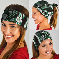 Samoa Siapo Tribal Pattern Neck Gaiter Forest Green Polynesian Plumeria Tapa Motif