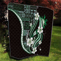 Samoa Siapo Tribal Pattern Quilt Forest Green Polynesian Plumeria Tapa Motif