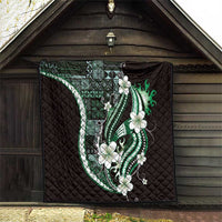 Samoa Siapo Tribal Pattern Quilt Forest Green Polynesian Plumeria Tapa Motif