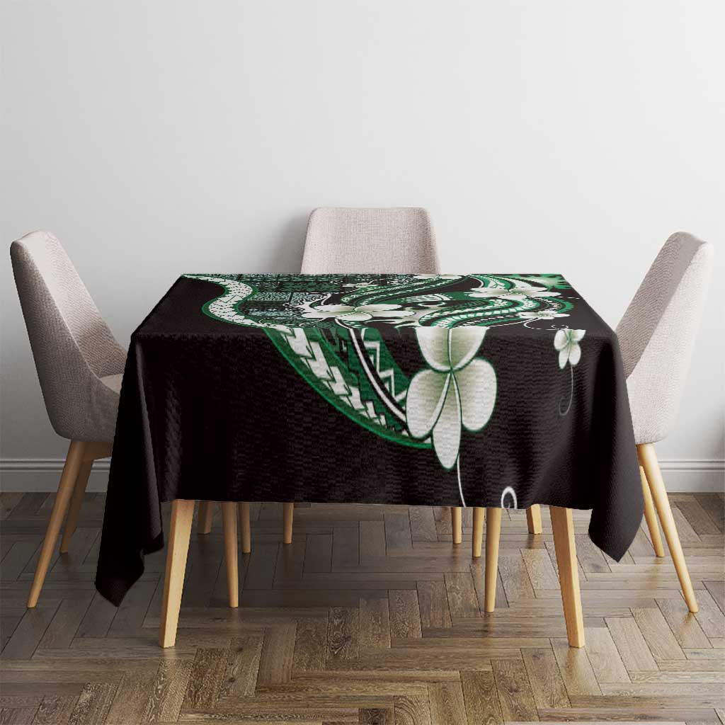 Samoa Siapo Tribal Pattern Tablecloth Forest Green Polynesian Plumeria Tapa Motif