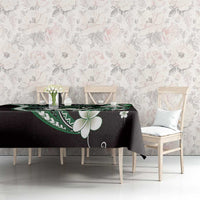 Samoa Siapo Tribal Pattern Tablecloth Forest Green Polynesian Plumeria Tapa Motif