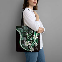 Samoa Siapo Tribal Pattern Tote Bag Forest Green Polynesian Plumeria Tapa Motif