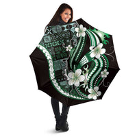 Samoa Siapo Tribal Pattern Umbrella Forest Green Polynesian Plumeria Tapa Motif