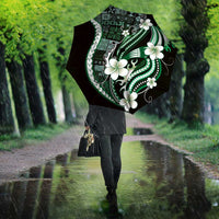 Samoa Siapo Tribal Pattern Umbrella Forest Green Polynesian Plumeria Tapa Motif