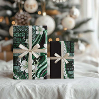 Samoa Siapo Tribal Pattern Wrapping Paper Forest Green Polynesian Plumeria Tapa Motif