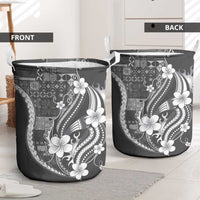 Samoa Siapo Tribal Pattern Laundry Basket Light Gray Polynesian Plumeria Tapa Motif