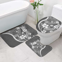 Samoa Siapo Tribal Pattern Bathroom Set Light Gray Polynesian Plumeria Tapa Motif
