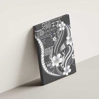 Samoa Siapo Tribal Pattern Canvas Wall Art Light Gray Polynesian Plumeria Tapa Motif