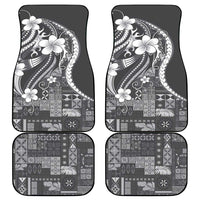 Samoa Siapo Tribal Pattern Car Mats Light Gray Polynesian Plumeria Tapa Motif