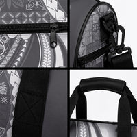 Samoa Siapo Tribal Pattern Duffle Bag Light Gray Polynesian Plumeria Tapa Motif LT9 - Polynesian Pride