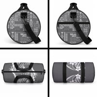 Samoa Siapo Tribal Pattern Duffle Bag Light Gray Polynesian Plumeria Tapa Motif LT9 - Polynesian Pride