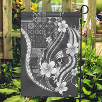 Samoa Siapo Tribal Pattern Garden Flag Light Gray Polynesian Plumeria Tapa Motif