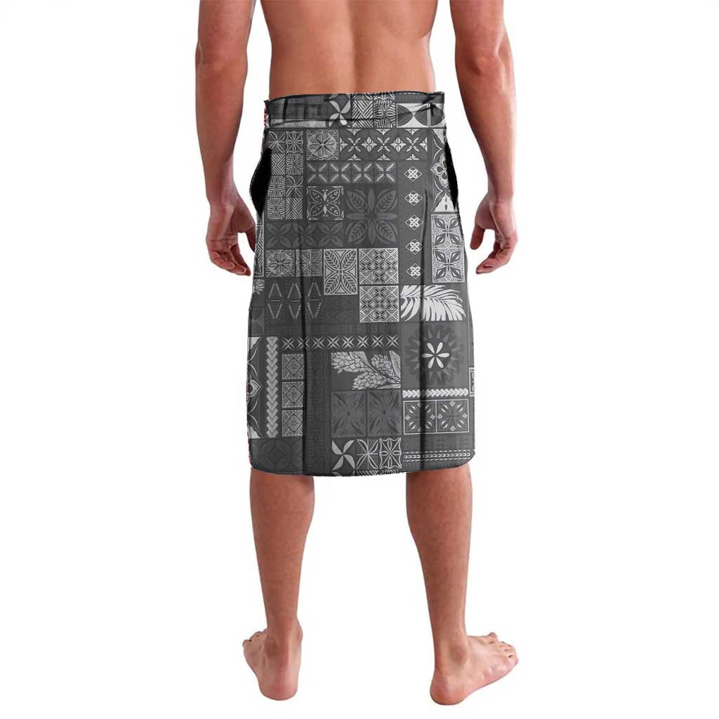 Samoa Siapo Tribal Pattern Lavalava Light Gray Polynesian Plumeria Tapa Motif