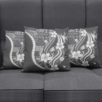 Samoa Siapo Tribal Pattern Pillow Cover Light Gray Polynesian Plumeria Tapa Motif