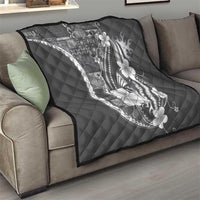 Samoa Siapo Tribal Pattern Quilt Light Gray Polynesian Plumeria Tapa Motif