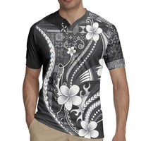 Samoa Siapo Tribal Pattern Rugby Jersey Light Gray Polynesian Plumeria Tapa Motif