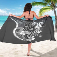 Samoa Siapo Tribal Pattern Sarong Light Gray Polynesian Plumeria Tapa Motif