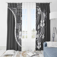 Samoa Siapo Tribal Pattern Window Curtain Light Gray Polynesian Plumeria Tapa Motif