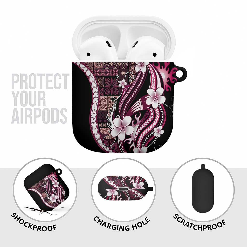Samoa Siapo Tribal Pattern AirPods Case Violet Polynesian Plumeria Tapa Motif