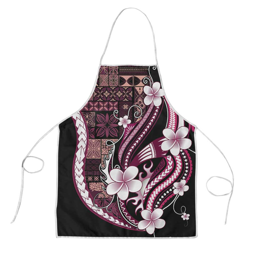 Samoa Siapo Tribal Pattern Apron Violet Polynesian Plumeria Tapa Motif