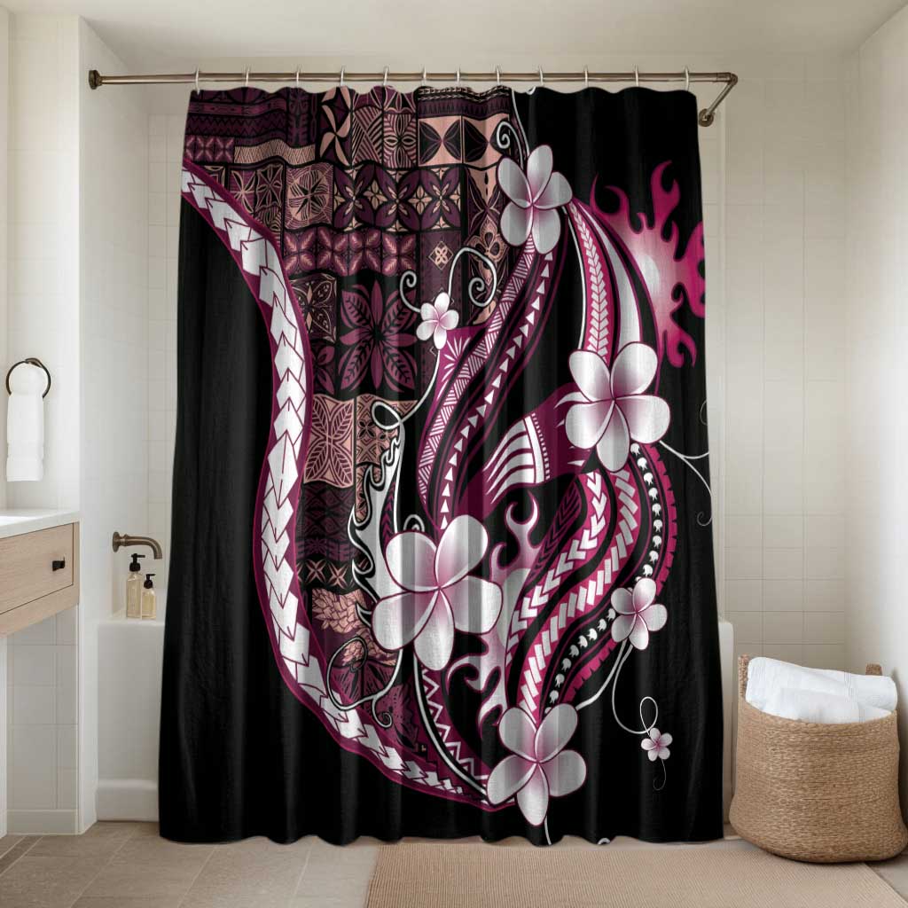 Samoa Siapo Tribal Pattern Bathroom Set Violet Polynesian Plumeria Tapa Motif