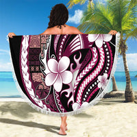 Samoa Siapo Tribal Pattern Beach Blanket Violet Polynesian Plumeria Tapa Motif