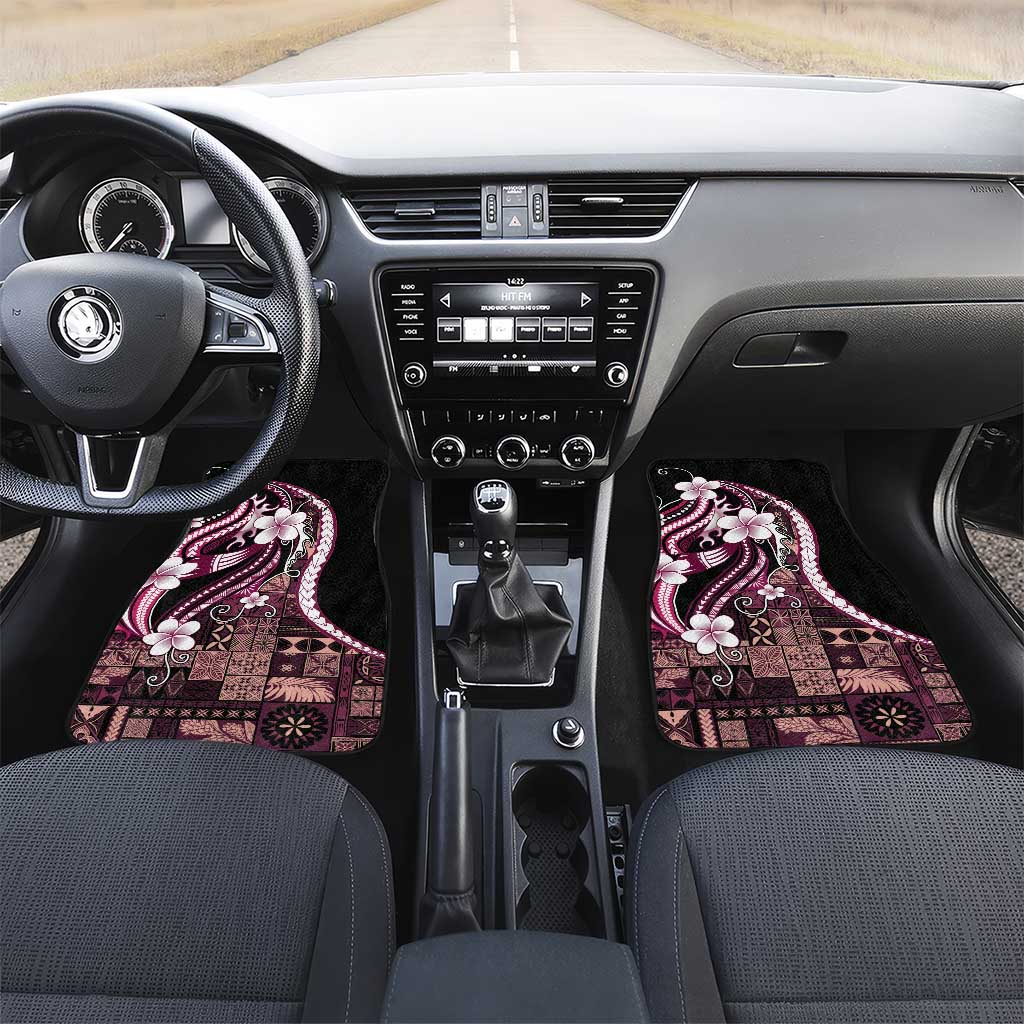 Samoa Siapo Tribal Pattern Car Mats Violet Polynesian Plumeria Tapa Motif