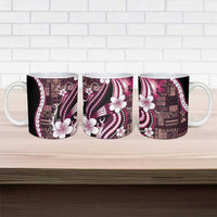 Samoa Siapo Tribal Pattern Ceramic Mug Violet Polynesian Plumeria Tapa Motif