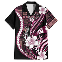 Samoa Siapo Tribal Pattern Family Matching Mermaid Dress and Hawaiian Shirt Violet Polynesian Plumeria Tapa Motif LT9 Dad's Shirt - Short Sleeve Violet - Polynesian Pride