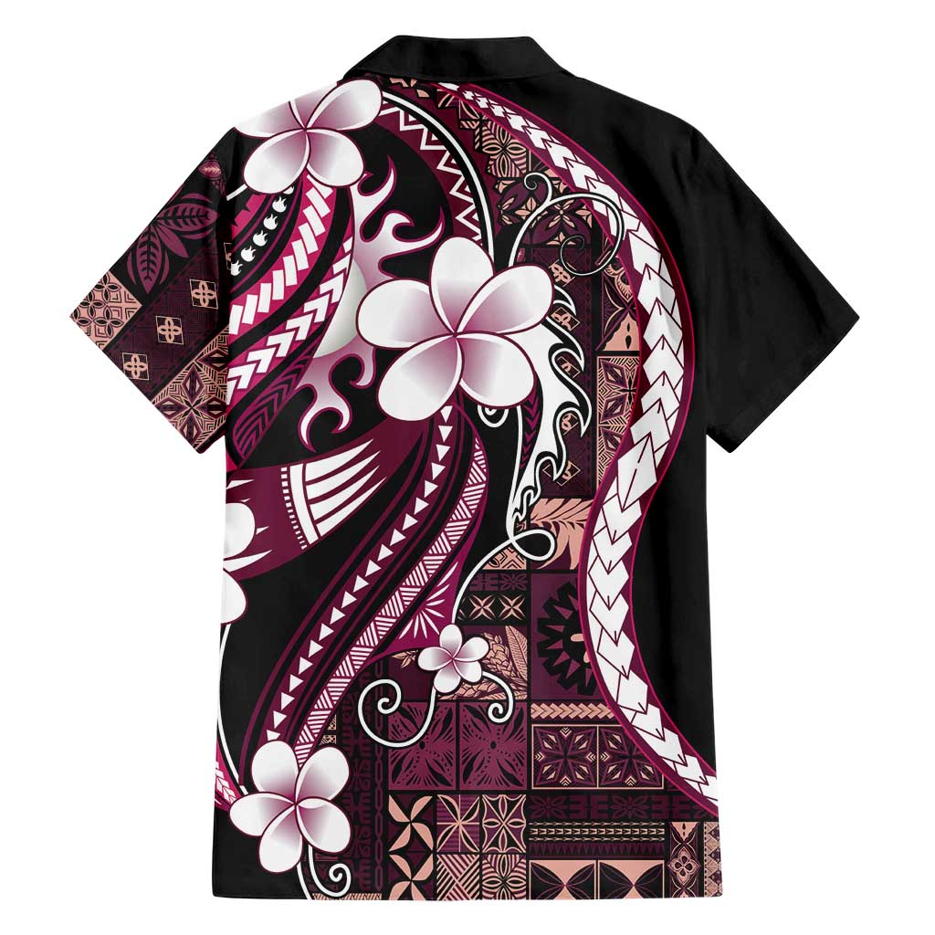Samoa Siapo Tribal Pattern Family Matching Summer Maxi Dress and Hawaiian Shirt Violet Polynesian Plumeria Tapa Motif LT9 - Polynesian Pride