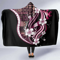 Samoa Siapo Tribal Pattern Hooded Blanket Violet Polynesian Plumeria Tapa Motif