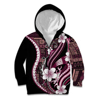 Samoa Siapo Tribal Pattern Kid Hoodie Violet Polynesian Plumeria Tapa Motif
