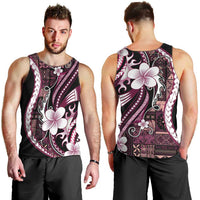 Samoa Siapo Tribal Pattern Men Tank Top Violet Polynesian Plumeria Tapa Motif