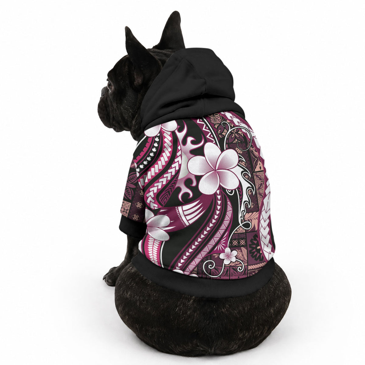 Samoa Siapo Tribal Pattern Pet Hoodie Violet Polynesian Plumeria Tapa Motif LT9 - Polynesian Pride