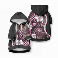 Samoa Siapo Tribal Pattern Pet Hoodie Violet Polynesian Plumeria Tapa Motif LT9 Zip-up Blue - Polynesian Pride