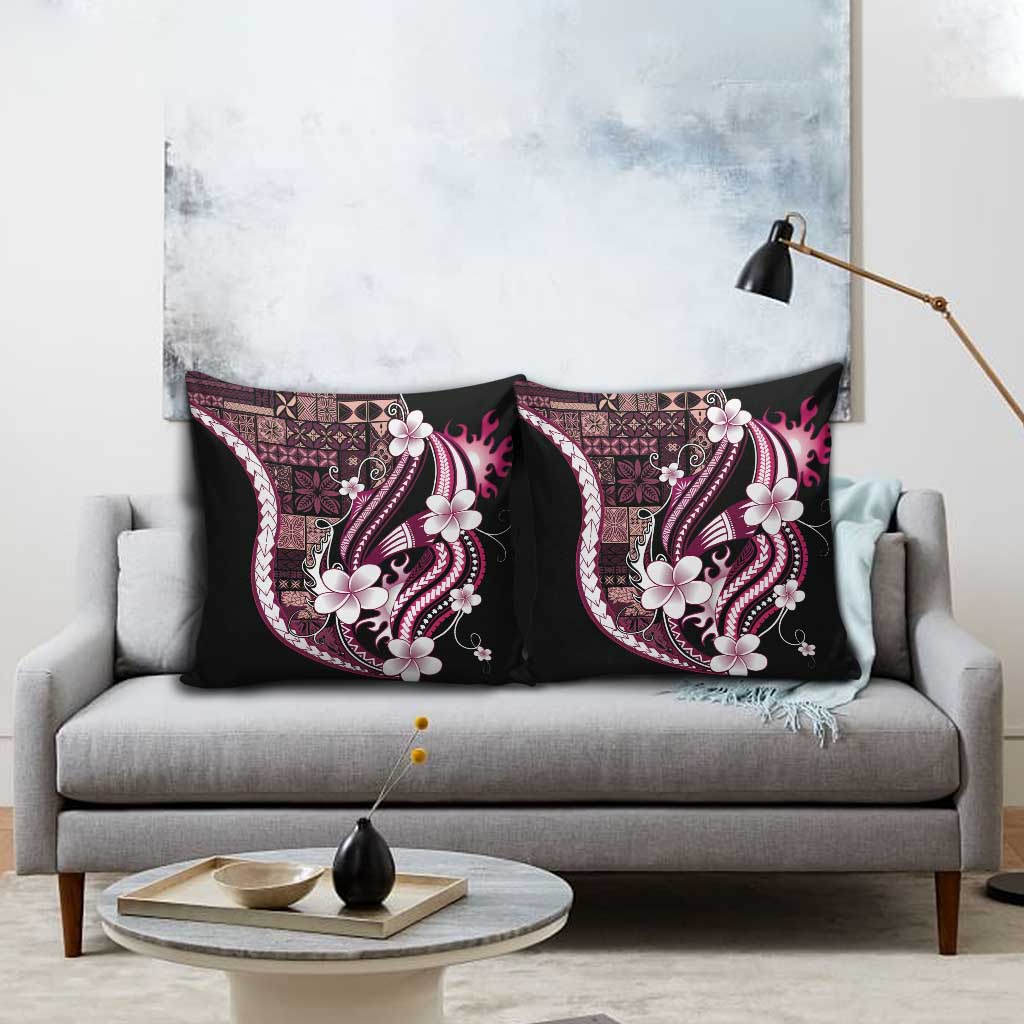 Samoa Siapo Tribal Pattern Pillow Cover Violet Polynesian Plumeria Tapa Motif
