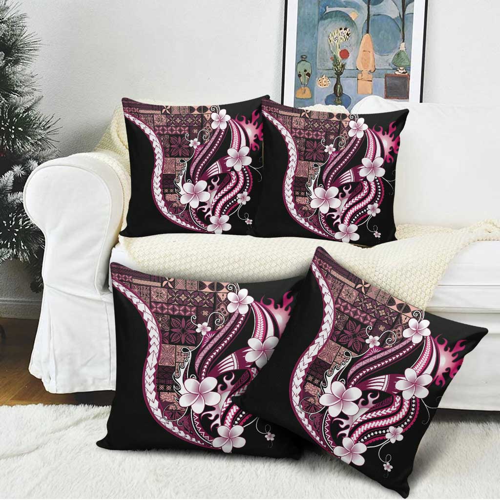 Samoa Siapo Tribal Pattern Pillow Cover Violet Polynesian Plumeria Tapa Motif