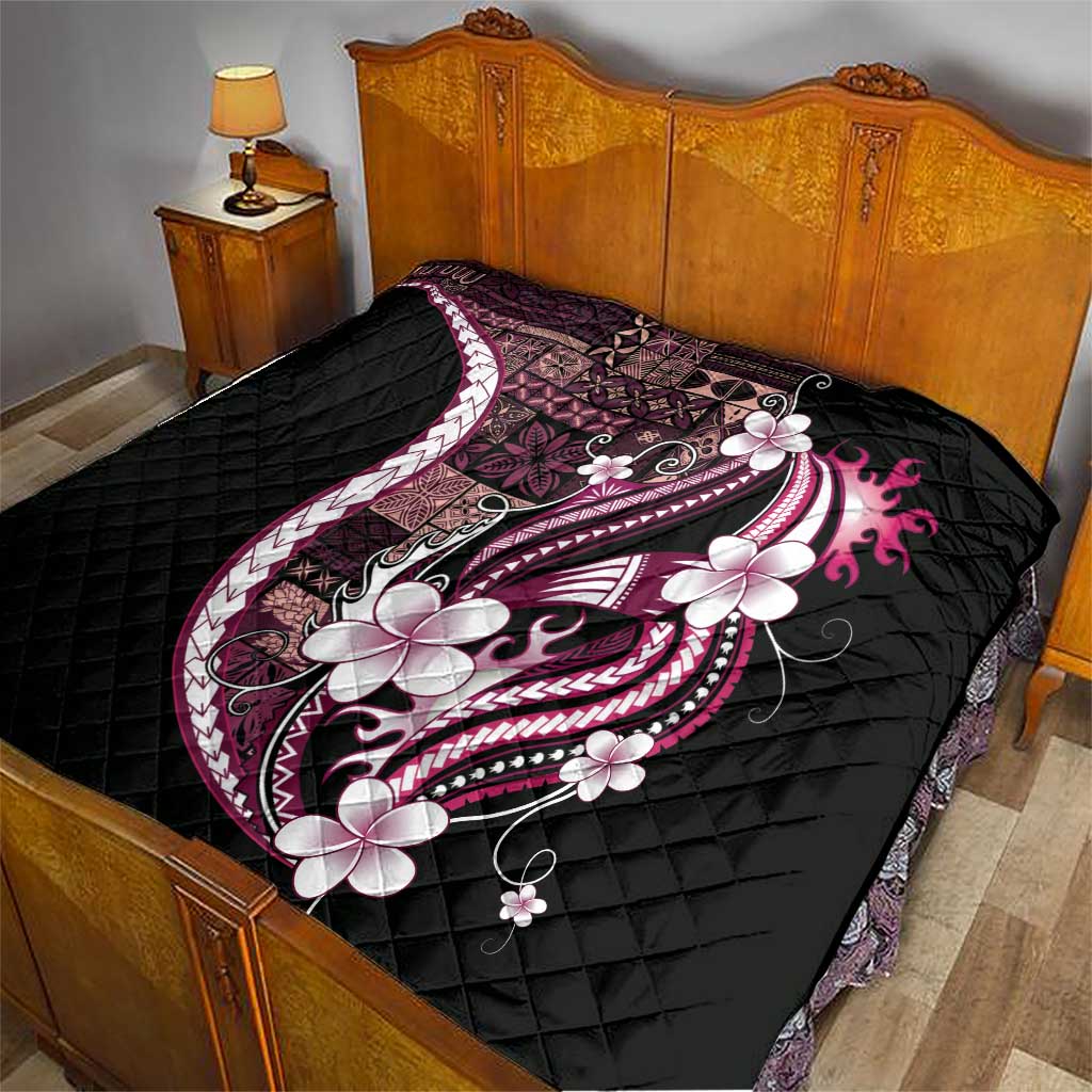 Samoa Siapo Tribal Pattern Quilt Violet Polynesian Plumeria Tapa Motif
