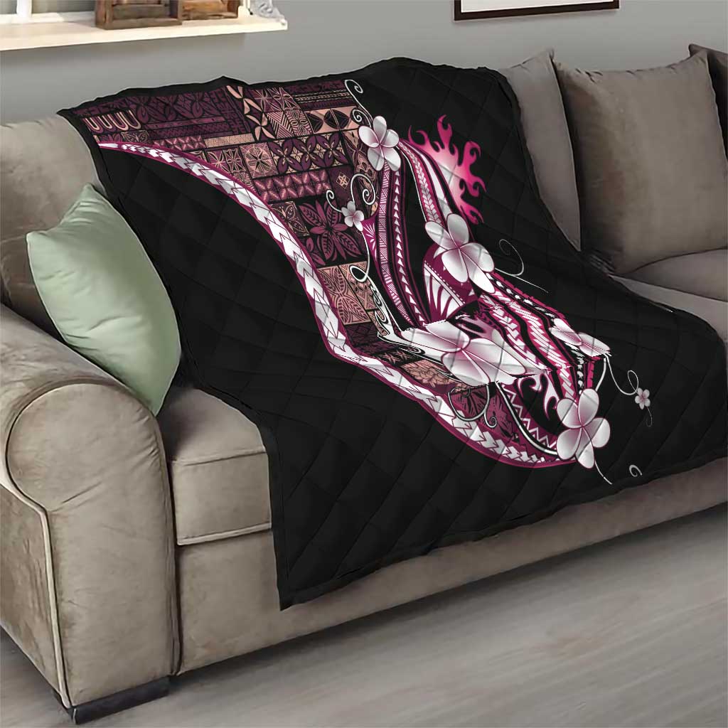 Samoa Siapo Tribal Pattern Quilt Violet Polynesian Plumeria Tapa Motif