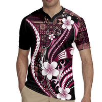 Samoa Siapo Tribal Pattern Rugby Jersey Violet Polynesian Plumeria Tapa Motif