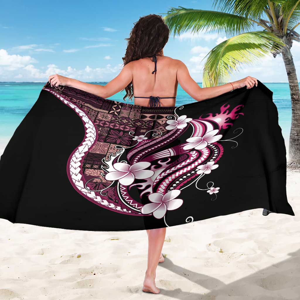 Samoa Siapo Tribal Pattern Sarong Violet Polynesian Plumeria Tapa Motif