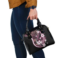 Samoa Siapo Tribal Pattern Shoulder Handbag Violet Polynesian Plumeria Tapa Motif