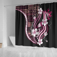 Samoa Siapo Tribal Pattern Shower Curtain Violet Polynesian Plumeria Tapa Motif