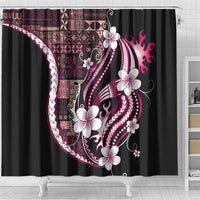 Samoa Siapo Tribal Pattern Shower Curtain Violet Polynesian Plumeria Tapa Motif