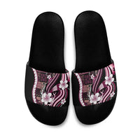 Samoa Siapo Tribal Pattern Slide Sandals Violet Polynesian Plumeria Tapa Motif