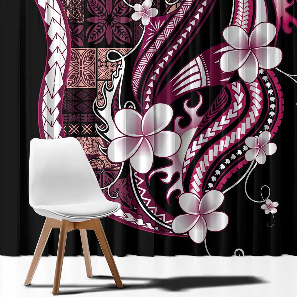 Samoa Siapo Tribal Pattern Window Curtain Violet Polynesian Plumeria Tapa Motif
