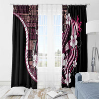 Samoa Siapo Tribal Pattern Window Curtain Violet Polynesian Plumeria Tapa Motif
